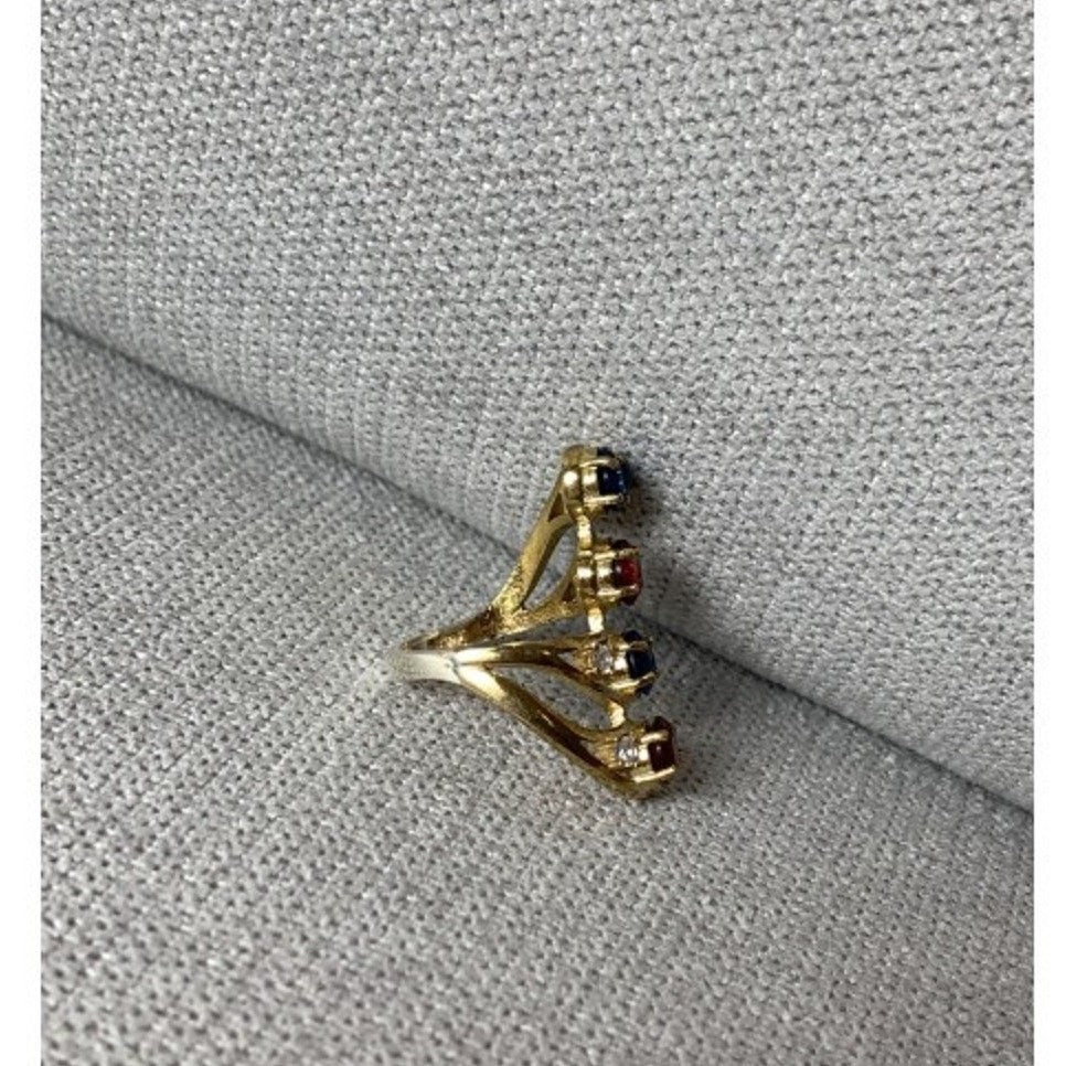 925 Sterling Silver Gold Plated Alpanite & CZ Ring Size 6.5