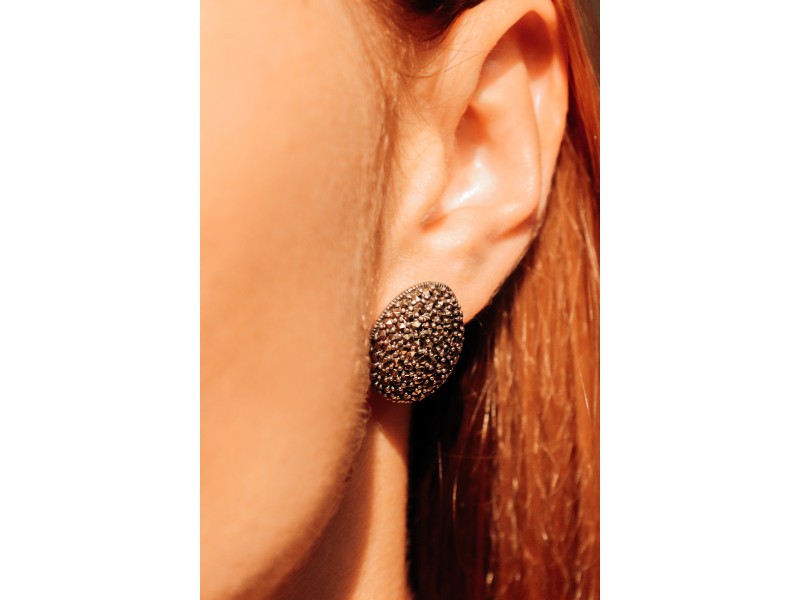 925 Sterling Silver Marcasites Stud Earrings