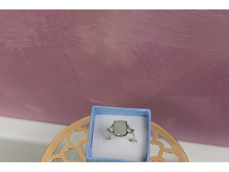 925 Sterling Silver Aventurine Ring Size 6.5