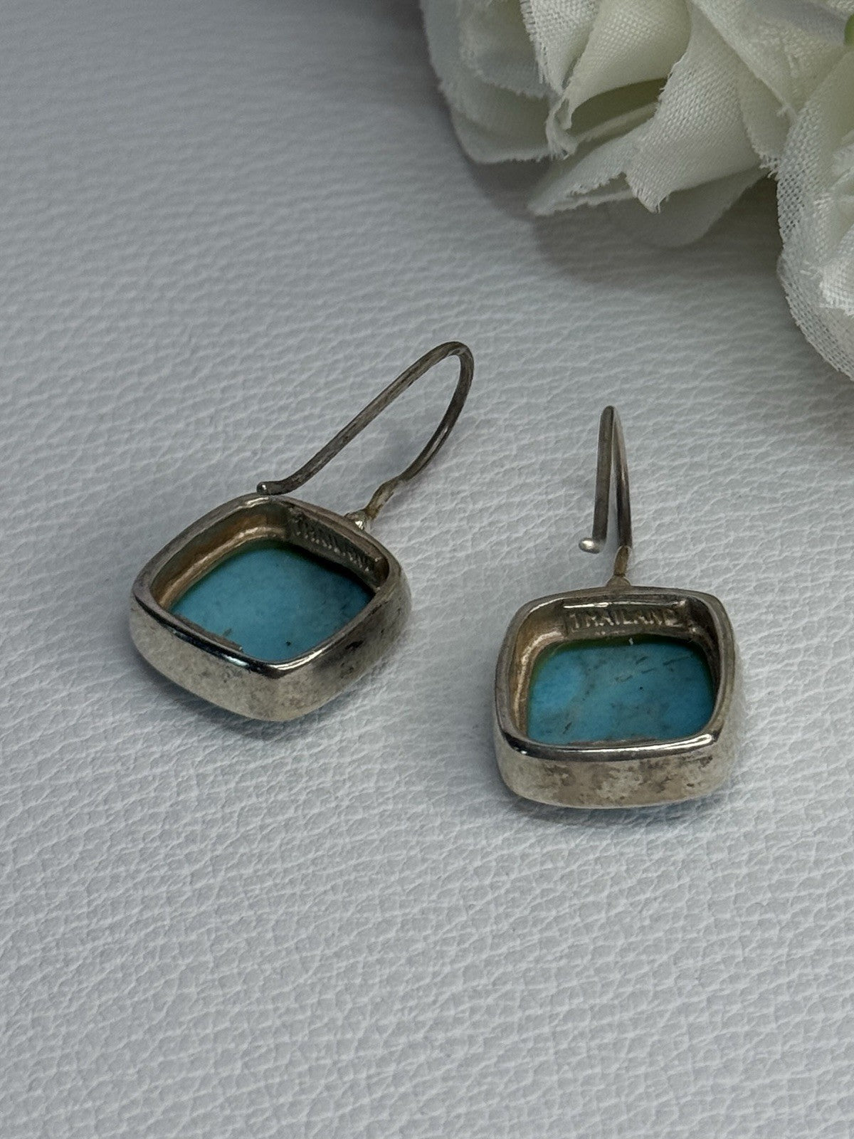 925 Sterling Silver Larimar Earrings Length 1.13 Inch