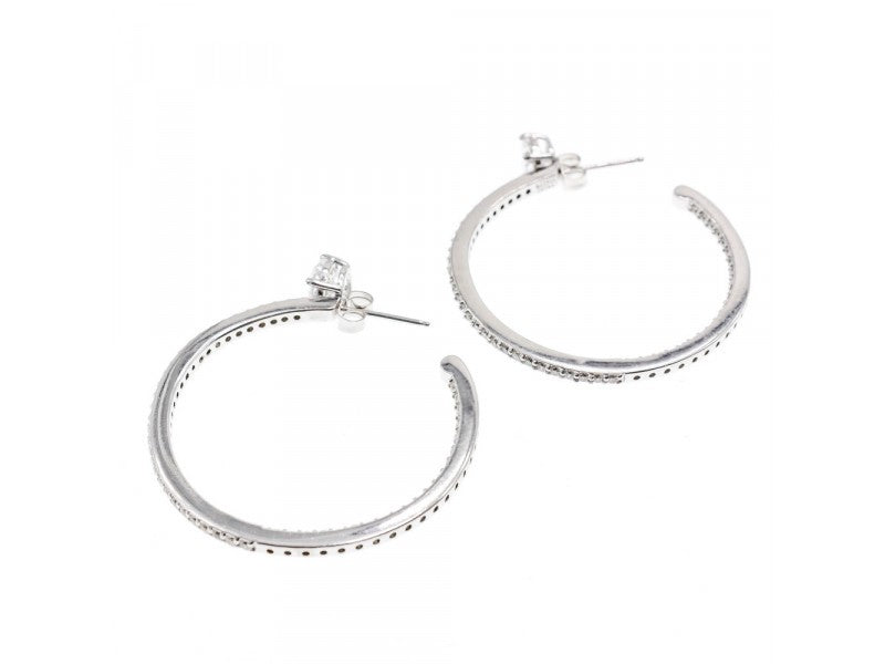 925 Sterling Silver CZ Hoop Earrings