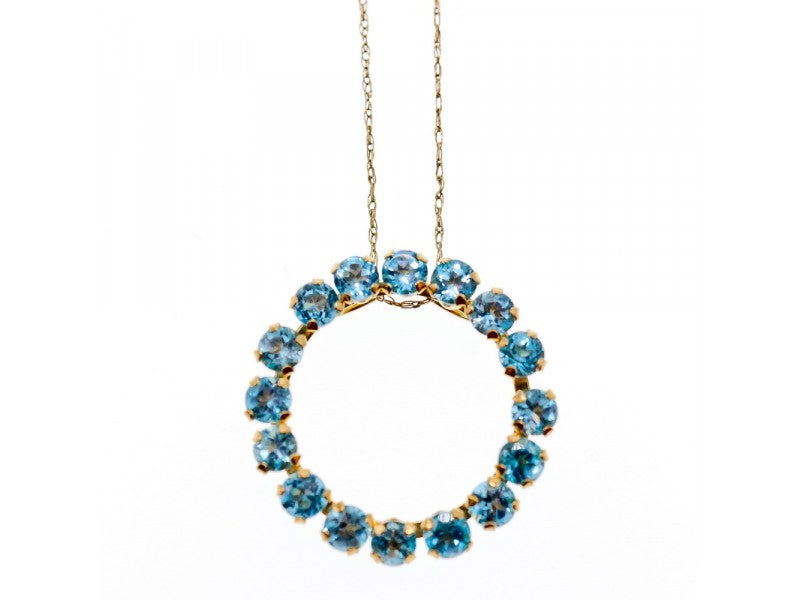 10K Yellow Gold Topaz Chain With Pendant