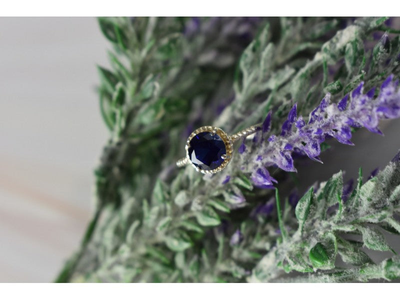 925 Sterling Silver Sapphire Classic Ring Size 8