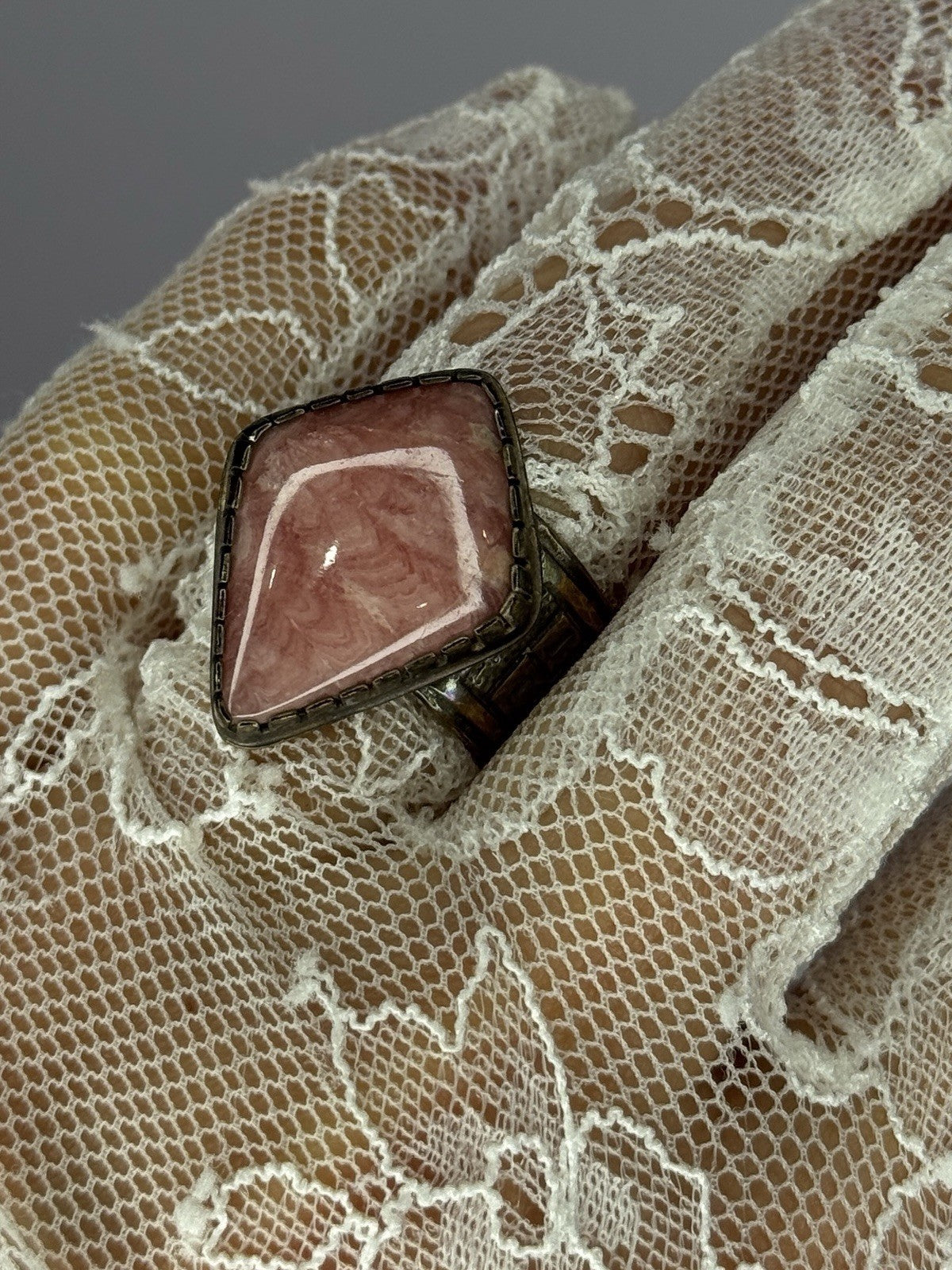 Vintage 925 Sterling Silver Morganite Ring Size 8