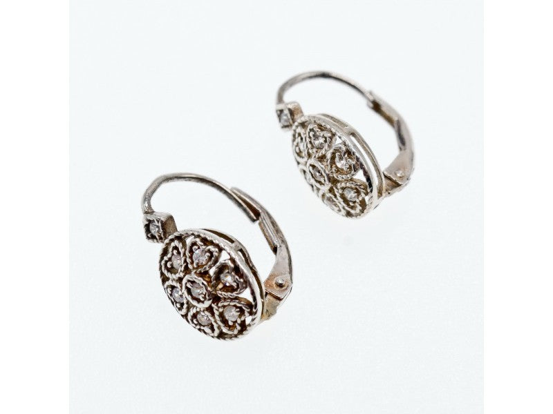 Vintage 925 Sterling Silver CZ Earrings