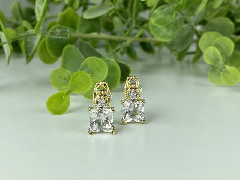 925 Sterling Silver Gold Plated White Tourmaline (Achroite) Earrings