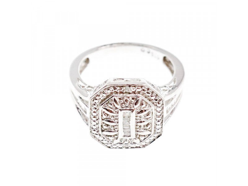 925 Sterling Silver Diamonds Ring Size 8