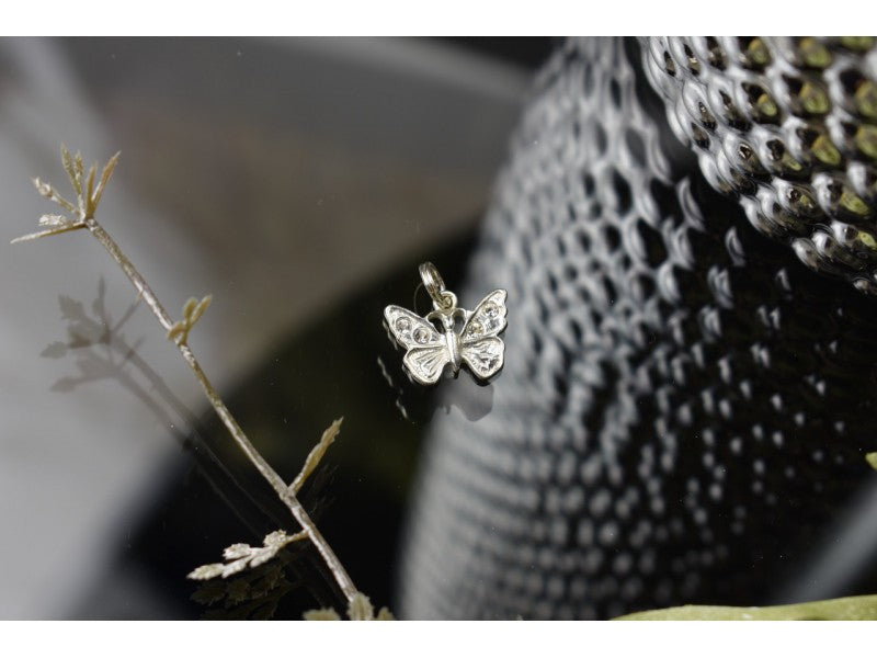 925 Sterling Silver CZ Butterfly Pendant