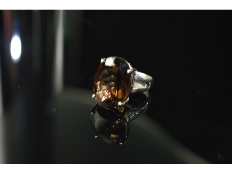 925 Sterling Silver Hessonite Ring Size 6.5