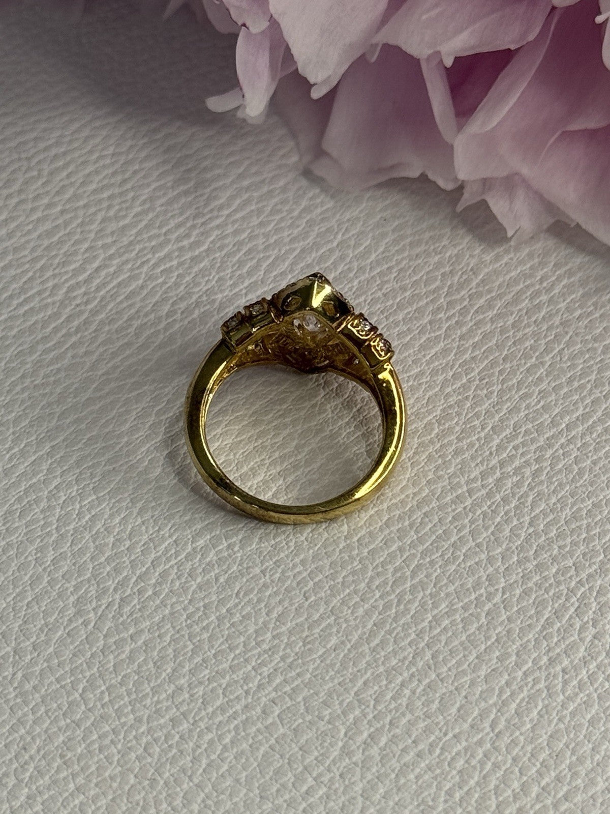 925 Sterling Silver Gold Plated CZ Ring Size 5