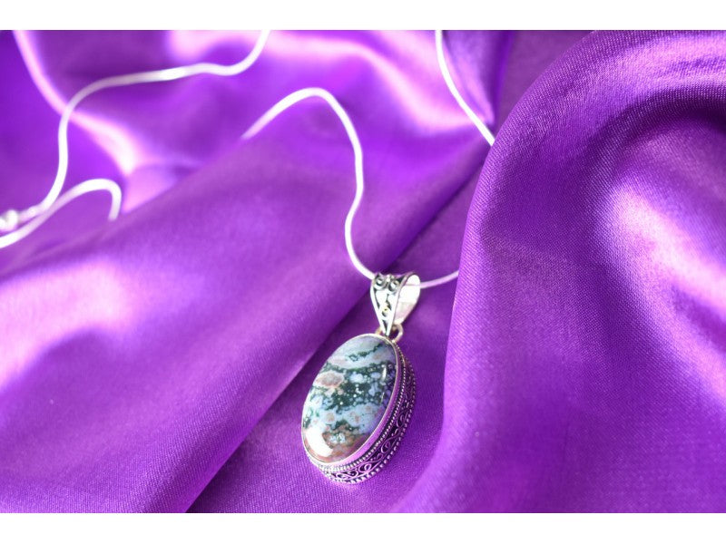 925 Sterling Silver Jasper Chain With Pendant