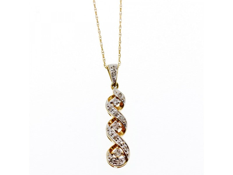 10K Yellow Gold Diamonds Chain With Pendant