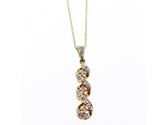 10K Yellow Gold Diamonds Chain With Pendant