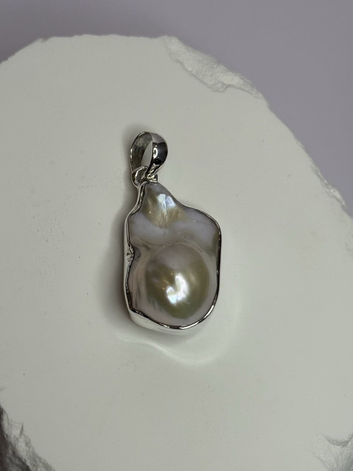 925 Sterling Silver Pearl Pendant Length 1.3 Inch