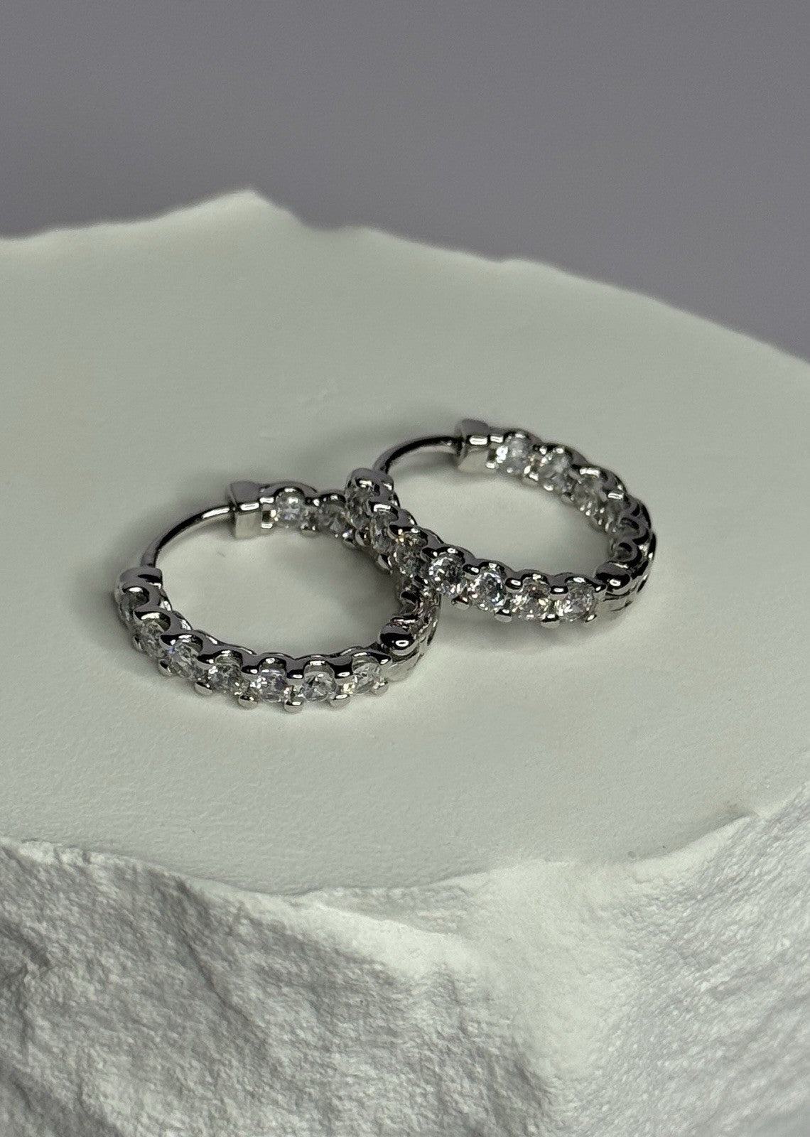 925 Sterling Silver CZ Earrings Length 0.7 Inch