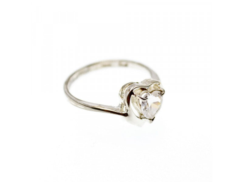 925 Sterling Silver White Topaz "Heart" Ring Size 6