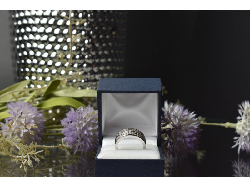 925 Sterling Silver CZ Band Ring Size 10