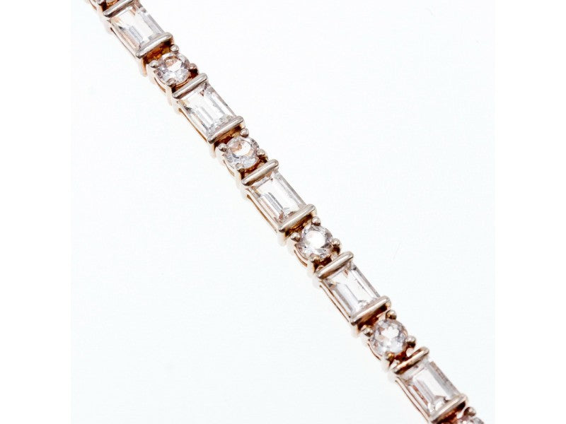 925 Sterlng Silver White/Colorless Spinel Bracelet Thailand Size 7.5 IN
