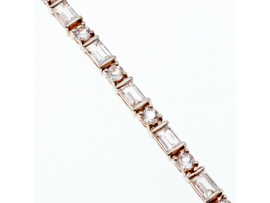 925 Sterlng Silver White/Colorless Spinel Bracelet Thailand Size 7.5 IN