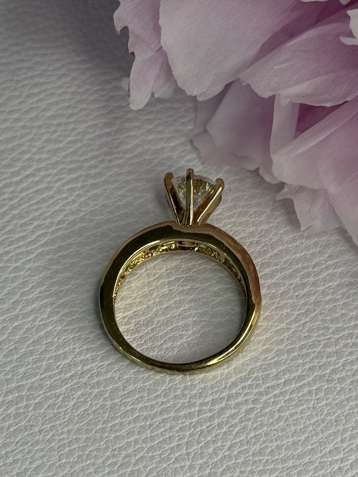 925 Sterling Silver Gold Plated CZ Ring Size 7