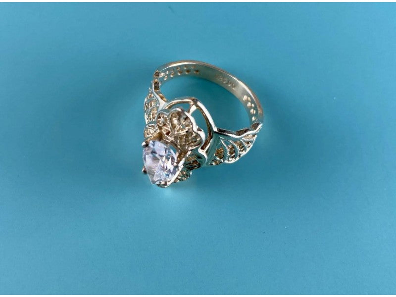 925 Sterling Silver White CZ Openwork Ring Size 6.5