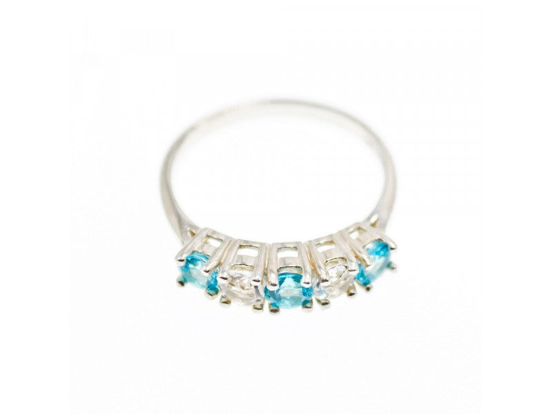 925 Sterling Silver Topaz and Beryl Ring Size 9
