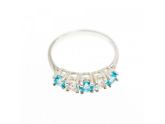 925 Sterling Silver Topaz and Beryl Ring Size 9