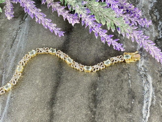 925 Sterling Silver Gold Plated Blue Spinel Bracelet