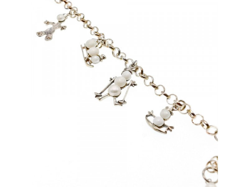 925 Sterling Silver Pearls "Snowmen" Bracelet