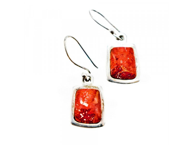 Vintage 925 Sterling Silver Red Jasper Earrings