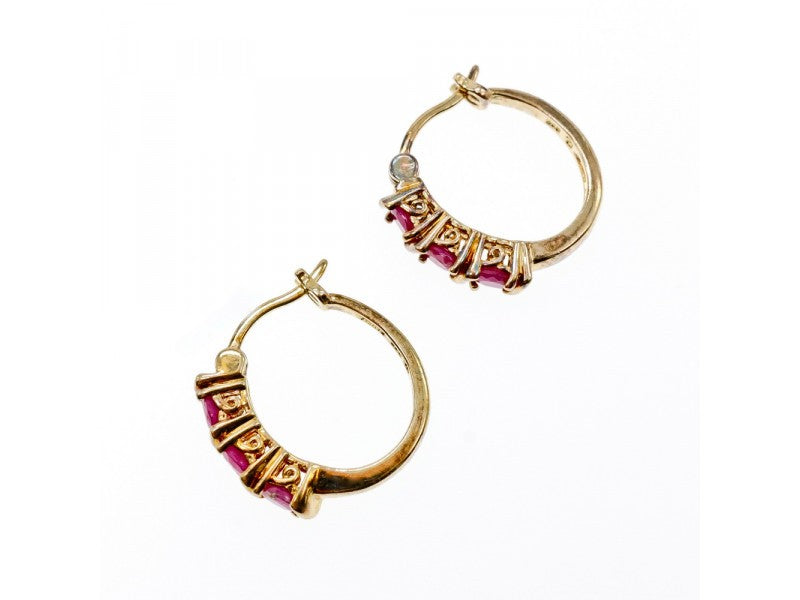 925 Sterling Silver Gold Plated Pink Spinel Earrings