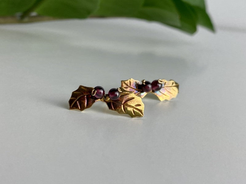 925 Sterling Silver Gold Plated Agate "Foliage" Earrings