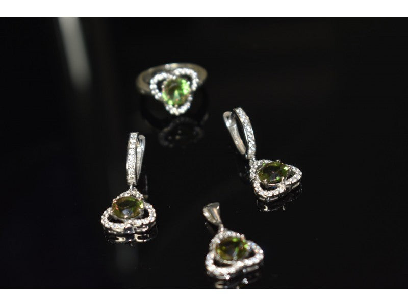 925 Sterling Silver Alpanite & CZ Jewelry SET Turkey