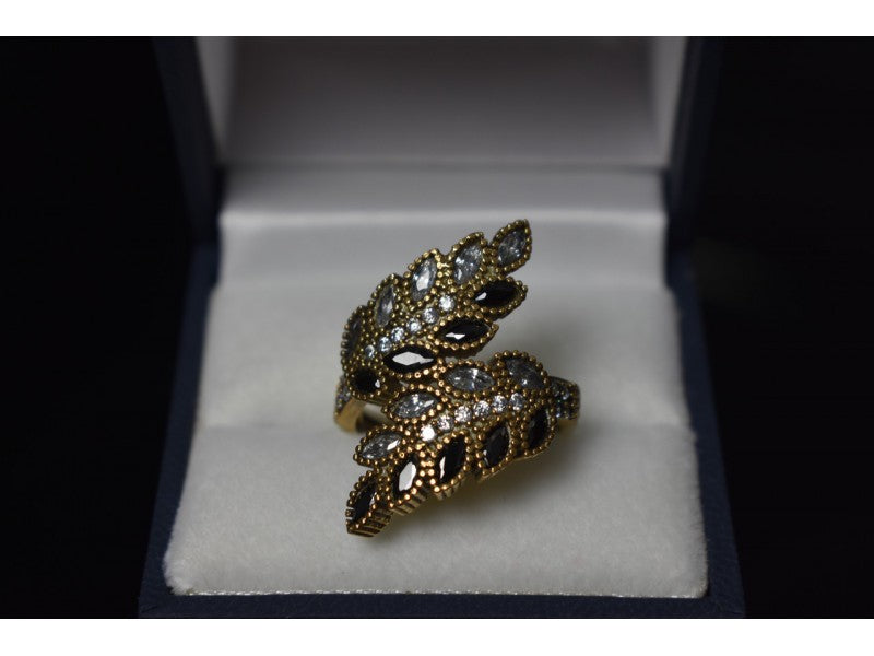 925 Sterling Silver with Gilding Alpanite & CZ Ring Size 9