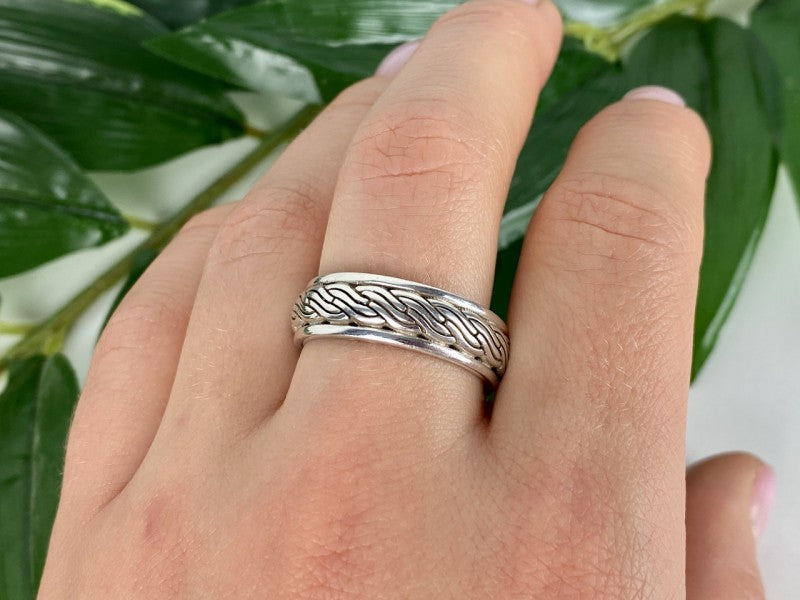 Men'S 925 Sterling Silver Band Ring Size 12.5