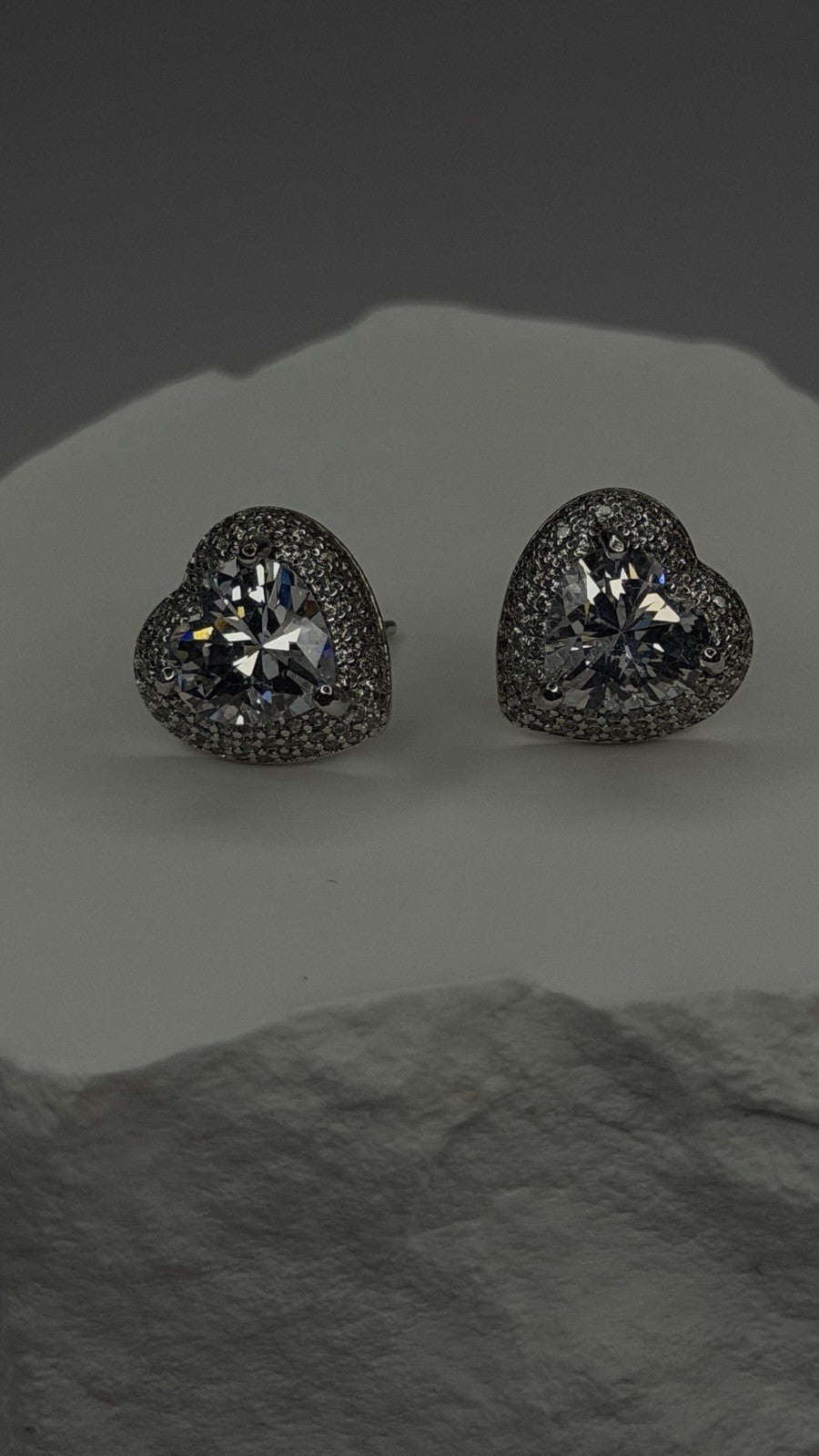 925 Sterling Silver Moissanite Heart Stud Earrings