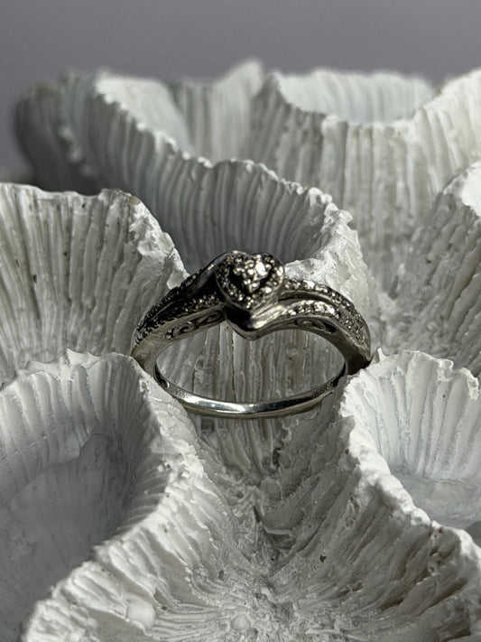 JWBR 925 Sterling Silver 0.04 ct Diamonds Heart Ring Size 6.5