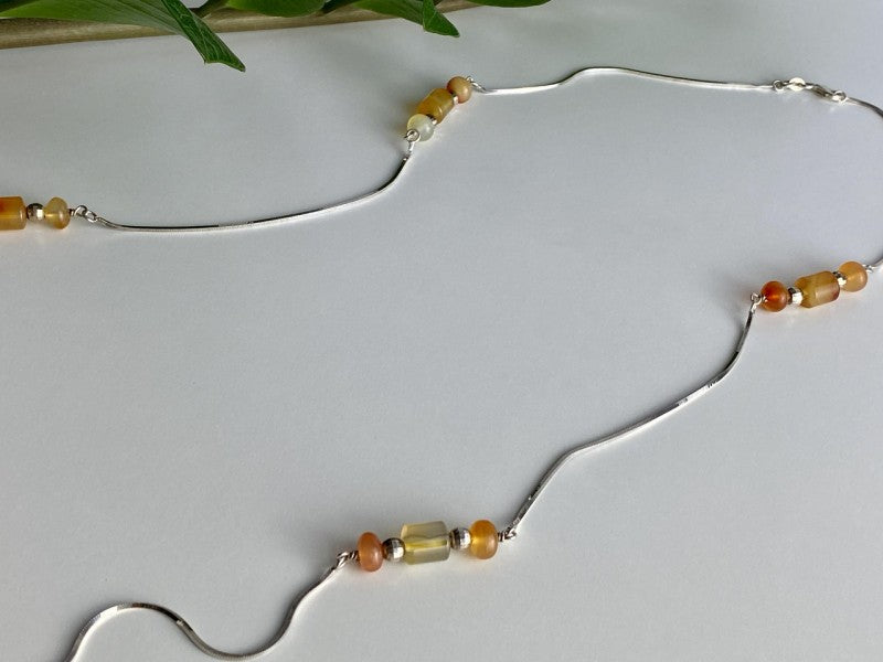 925 Sterling Silver Amber Necklace 33.4 in