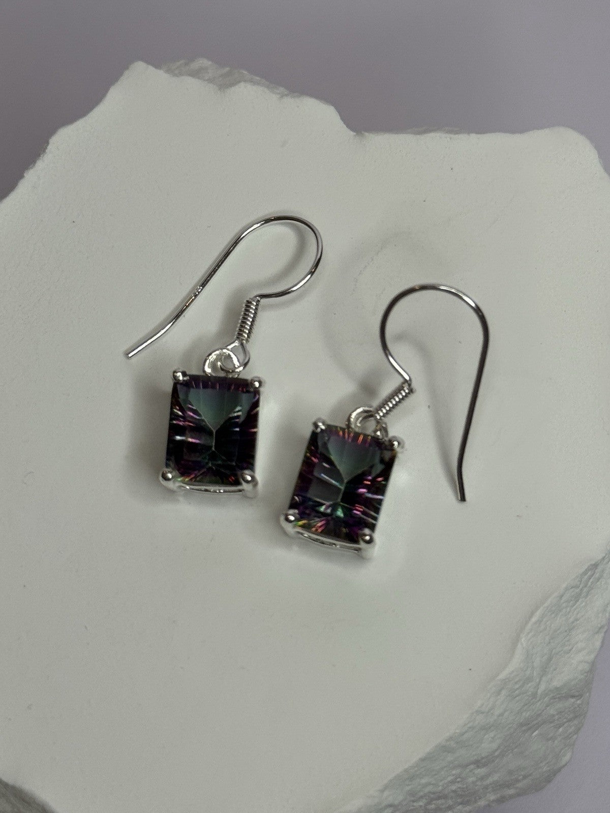 925 Sterling Silver Alexandrite Elegant Earrings Length 1.2 Inch