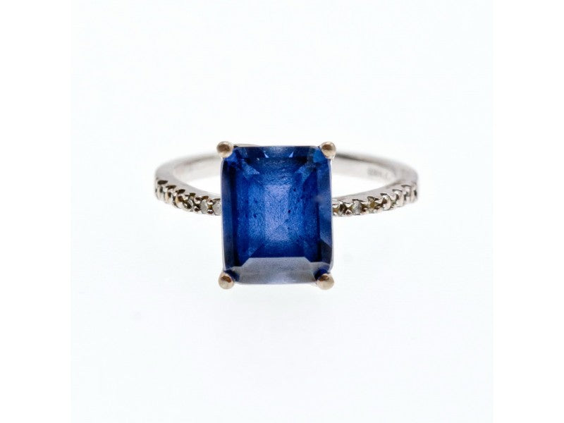 925 Sterling Silver Sapphire Ring Size 8