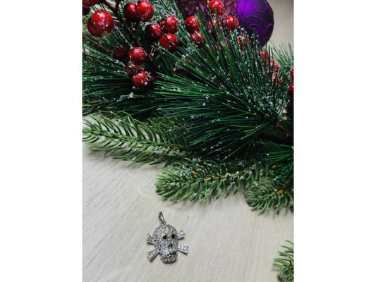 925 Sterling Silver CZ Skull Pendant