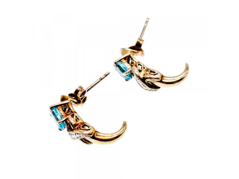 925 Sterling Silver Gold Plated Topaz Stud Earrings