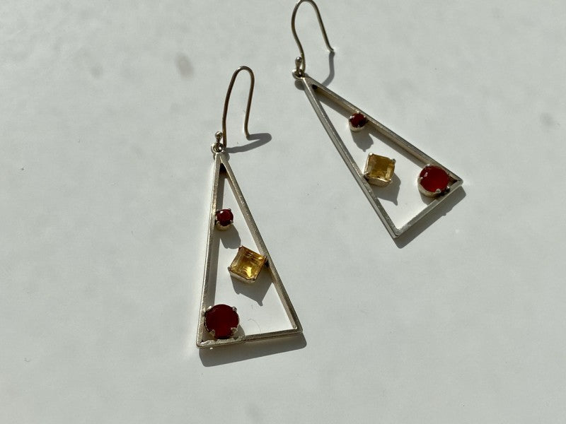 925 Sterling Silver Hessonite & Heliodor Earrings