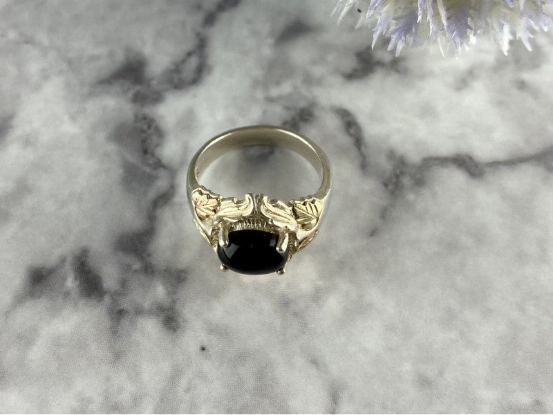 500 Silver Black Nephrite Ring Size 6.75