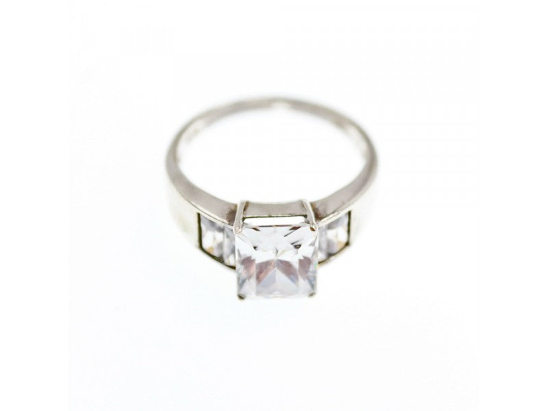 925 Sterling Silver CZ Ring Size 14