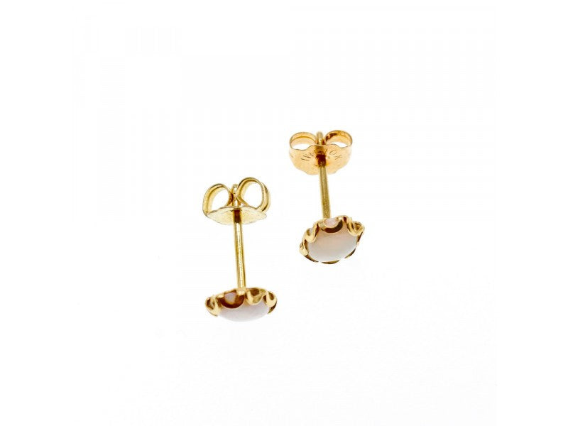 14K Yellow Gold White Opal Earrings