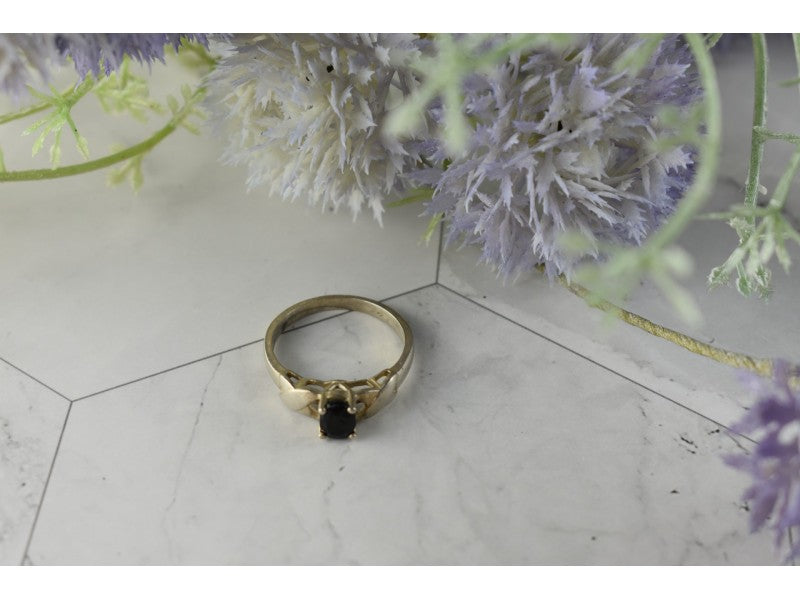 925 Sterling Silver Black Spinel Ring Size 8.5