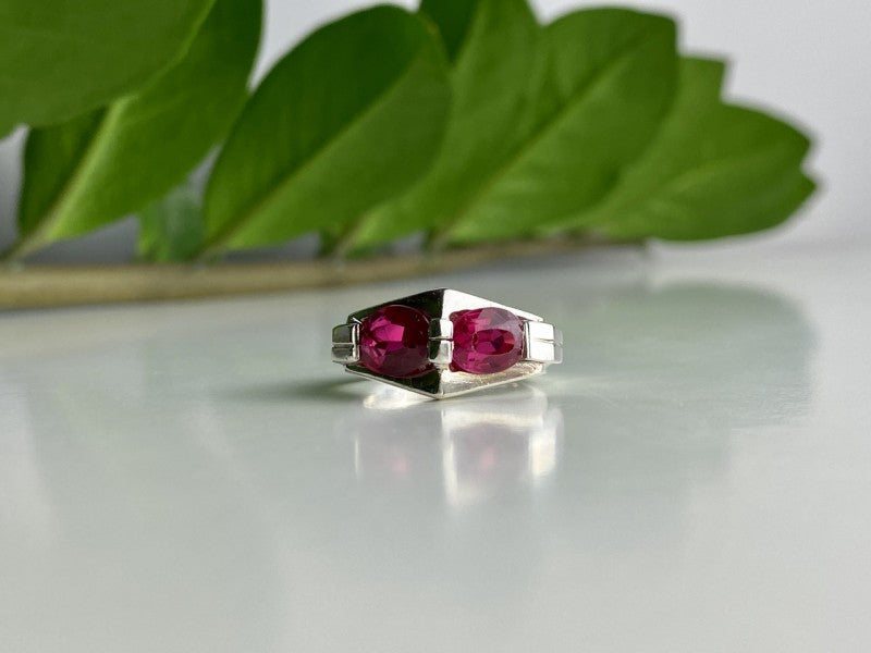 925 Sterling Silver Pink Spinel Ring Size 5.5