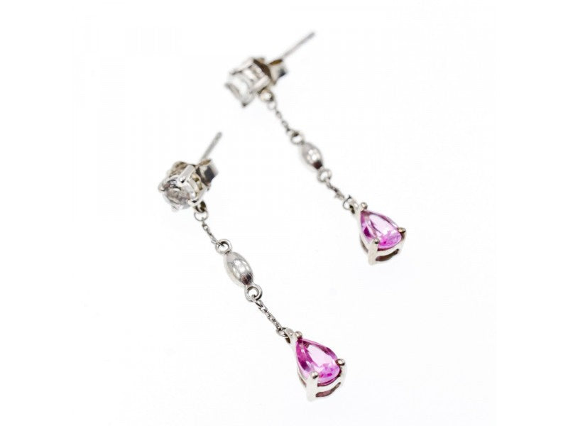 925 Sterling Silver Pink Spinel & CZ Stud Earrings