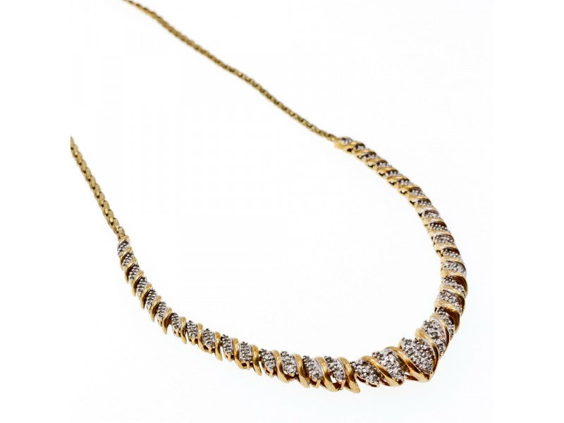 925 Sterling Silver Gold Plated Diamonds Necklace